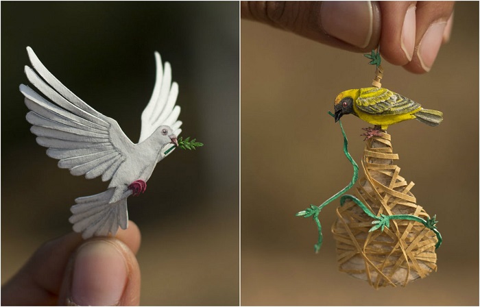 Удивительные бумажные птицы от индийских художников.