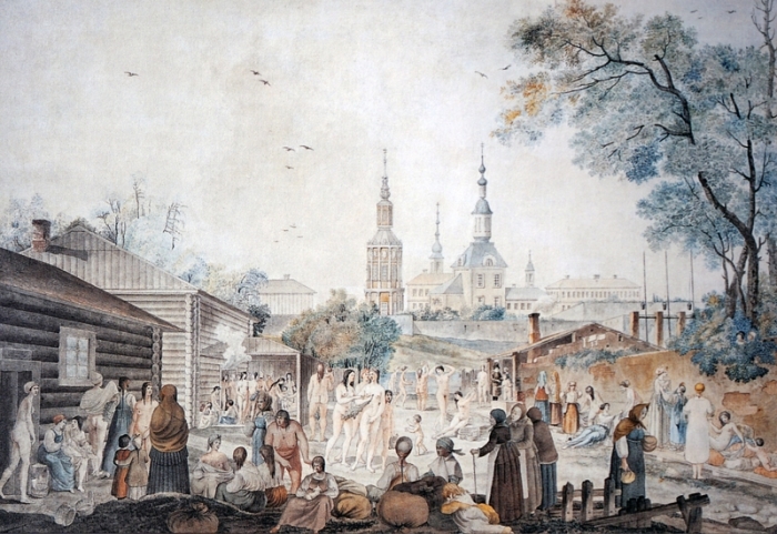 Вид Серебрянических бань и их окрестностей в Москве.