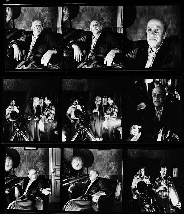 Евгений Евстигнеев на съемках художественного фильма «Джек Восьмеркин — американец». 1986 год.