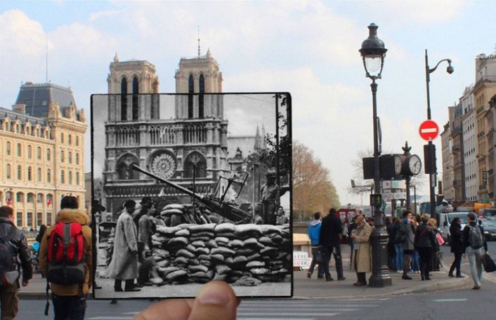 Нотр-Дам де Пари -  католический храм в центре Парижа, один из символов французской столицы. В конце августа, начале сентября 1944, ожидание возможной бомбардировки.