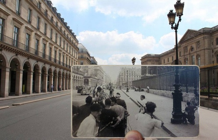 Стрельба на улице Риволи, где в нынешнее время находится одна из самых популярных торговых точек в Париже.