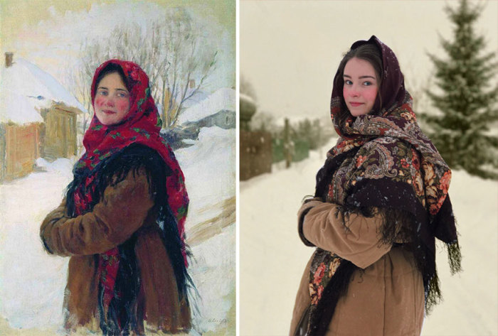 Картина «Крестьянская девушка» российского художника-живописца Федота Сычкова 1900 г. – 1917 г.