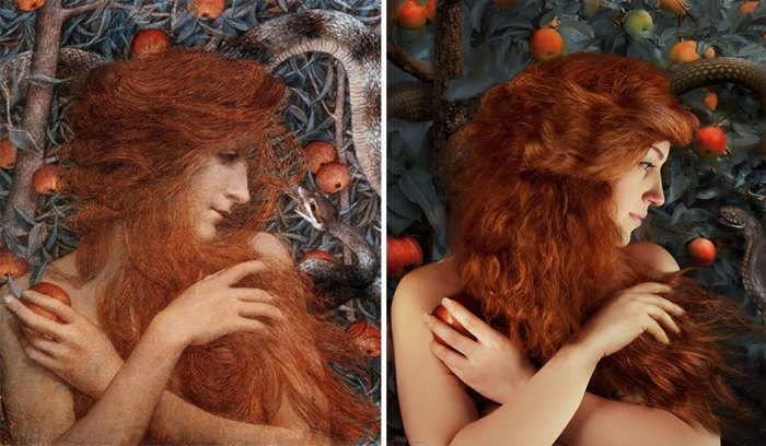 Чувственная картина с рыжеволосой Евой австрийского художника Густава Климта «Змей-искуситель».