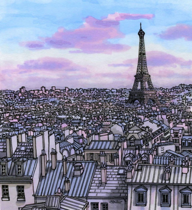 Самая узнаваемая архитектурная достопримечательность Парижа – Эйфелева башня, возвышающаяся над городскими крышами.