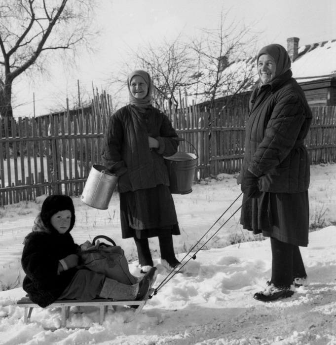Крестьяне в Московской области, зима 1959 года.