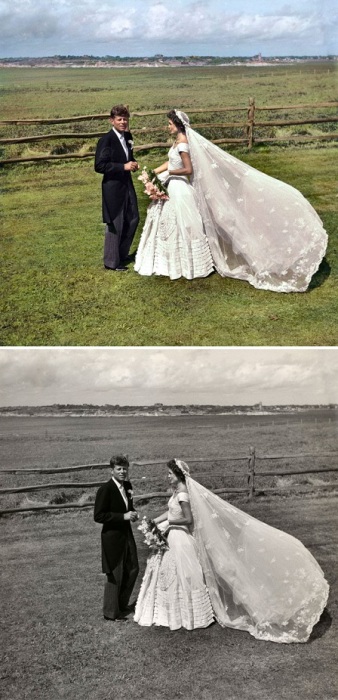Жаклин Кеннеди и Джон Кеннеди в день своей свадьбы. 12 сентября 1953 года. 