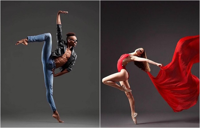 Концептуальные фотографии танцоров балета.