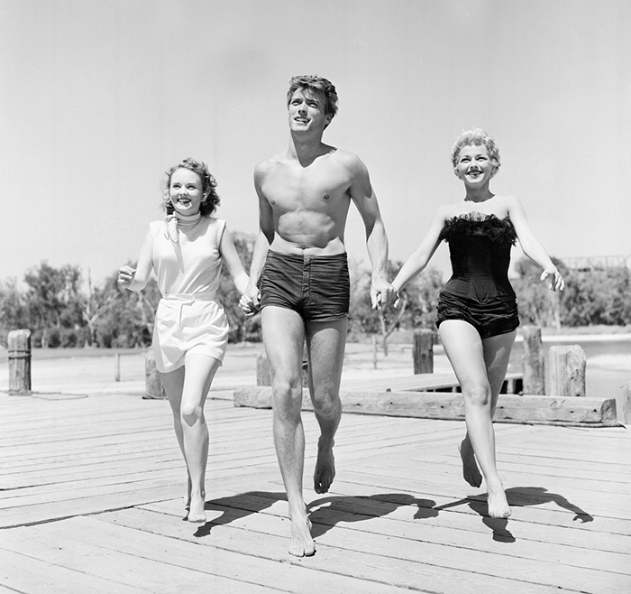 Клинт Иствуд с актрисами Олив Старгесс и Дани Крейн в Сан-Франциско, 1954 год.