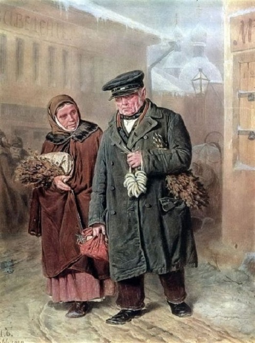 Знаменитая картина, на которой изображена пожилая супружеская пара, бредущая по многолюдному зимнему городу.