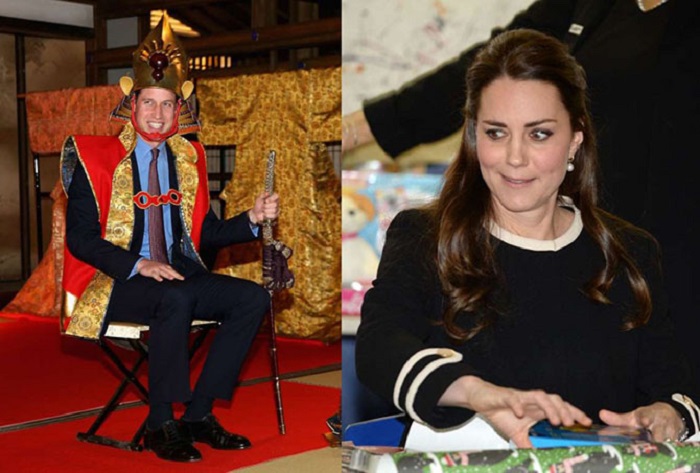 Принц Уильям примеряет традиционную одежду японского императора, а герцогиня Кембриджская делает большие глаза, когда помогает оборачивать рождественские подарки.
