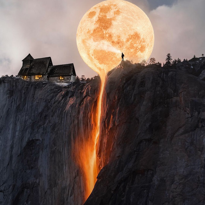 Естественный спутник Земли превратился в раскаленный огненный шар, наполненный кипящей лавой.