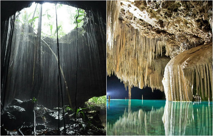 Чистейшая вода, туннели, пещеры, заполненные сталактитами и сталагмитами.