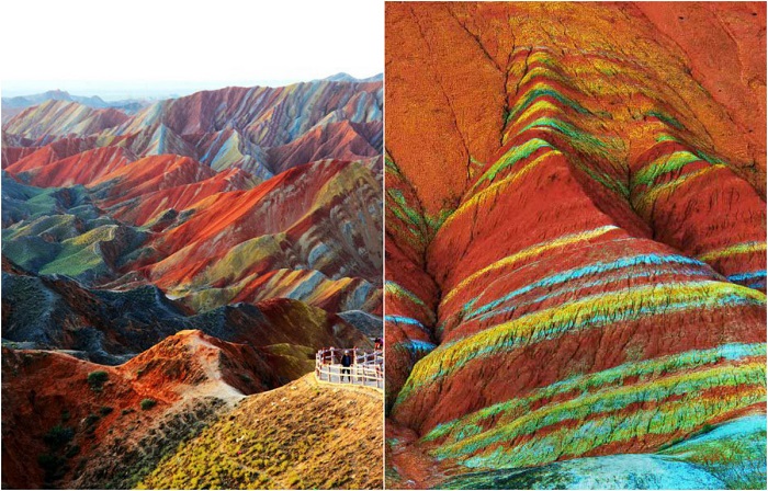 Цветные волны скал, образованные с помощью тысячелетних дождей и ветров.