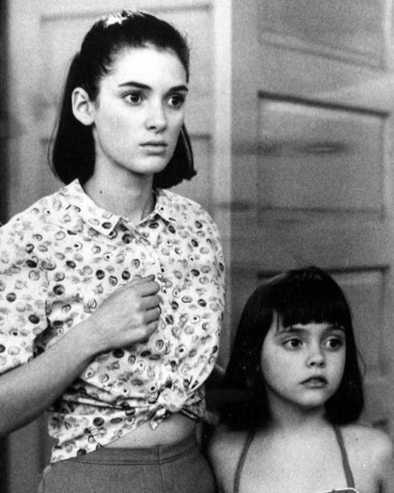 Американская актриса на съемках фильма «Русалки» (1990 год), ставшем дебютным для юной Кристины.