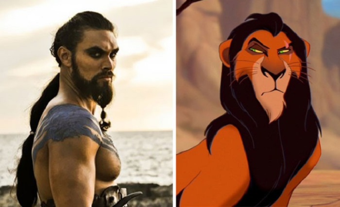 Актер Джейсон Момоа (Jason Momoa) в роли Кхала Дрого очень похож на льва, вплоть до шрама на брови.