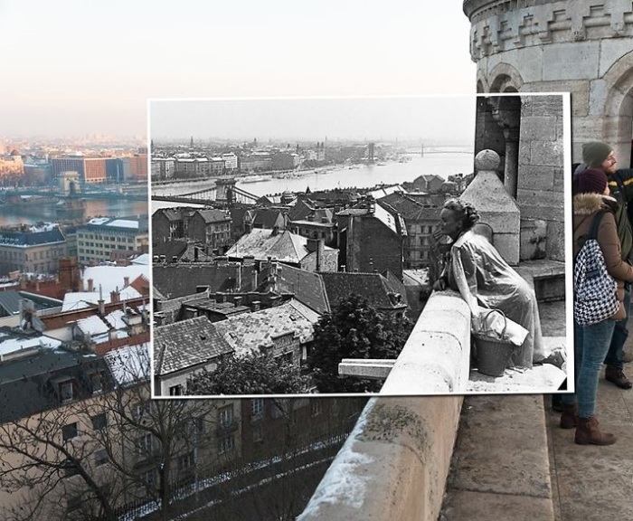 Белокаменная крепость с башнями, лестницами, аркадами и террасами, которые открывают великолепный вид на Дунай. 1941-2014 года.
