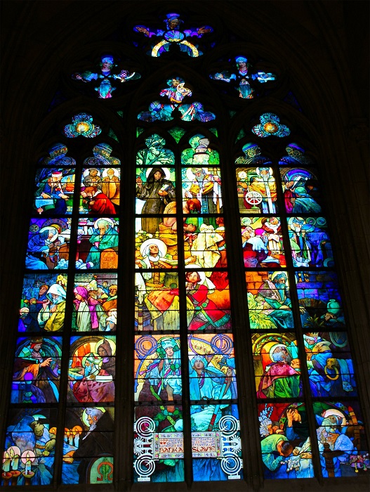 Данный витраж украшает католический Собор Святого Вита в Праге. Автор Альфонсо Муха, которого считают одним из величайших мастеров стиля арт-нуво.