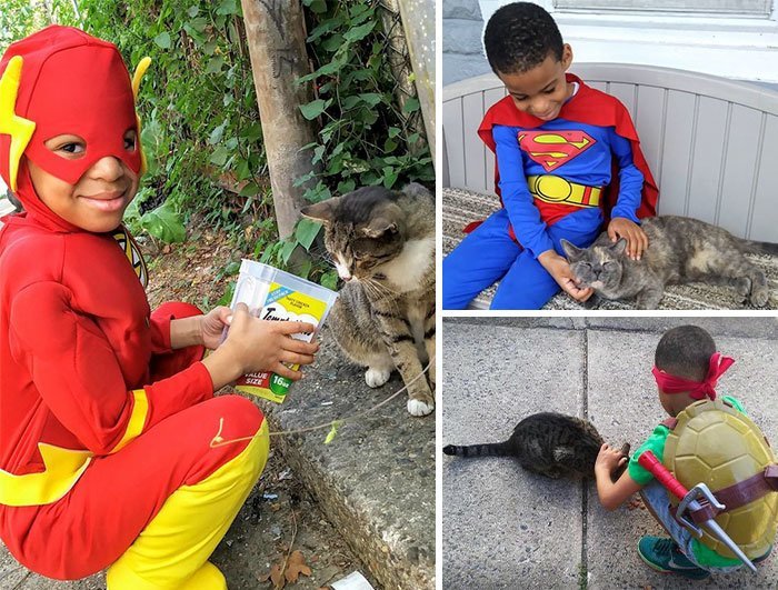 Маленький Шон Гриффин из США наряжается в костюмы супергероев и помогает бездомным животным.