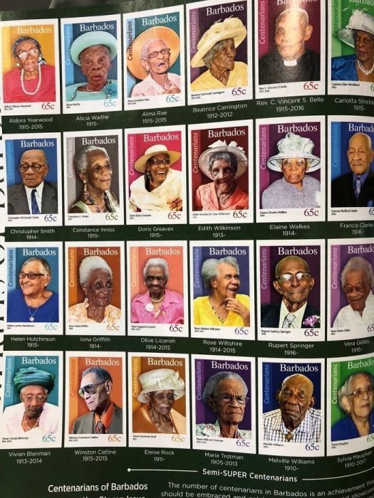 Жители Барбадоса, достигнувшие 100-летнего возраста, получают именные марки в свою честь.