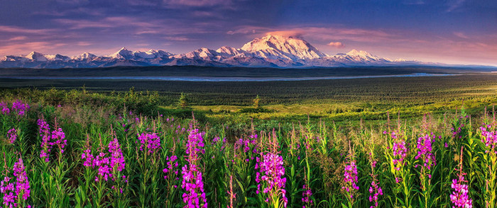 Двуглавая гора на юге центральной части Аляски, высочайшая гора Северной Америки. Высота горы - 6190 метров.
