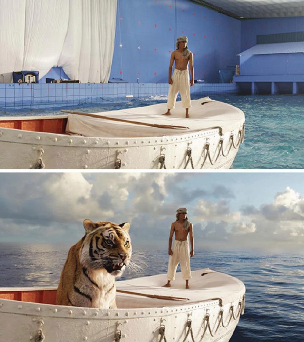 Мальчик-подросток, на шлюпке посреди океана в компании свирепого бенгальского тигра.