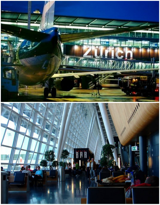 Международный аэропорт Цюриха предоставляет туристам множество комфортабельных мест для отдыха.