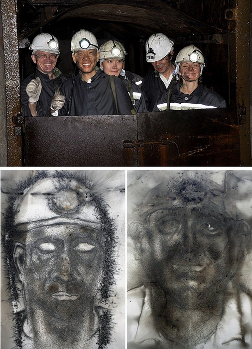 Шахтеры и художник Cai Guo-Qiang. *1040 m underground* 