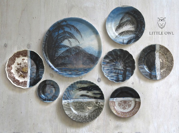 Картины на фарфоровых тарелках, Altered Perspectives от Little Owl Design