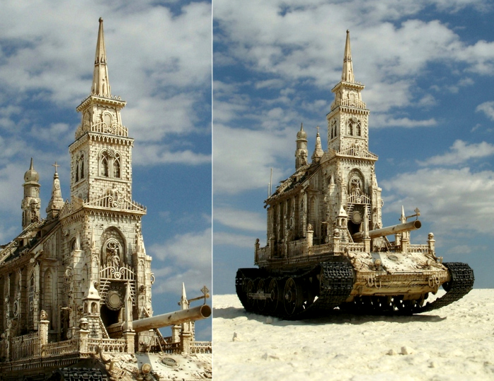 Churchtanks: церкви-танки в скульптурах Криса Кукси (Kris Kuksi) 