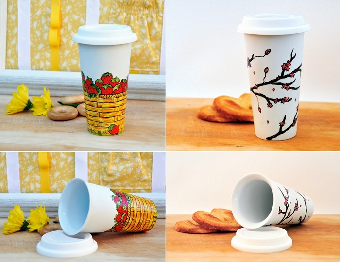 Расписные кружки EcoCups. Арт-посуда из керамики от Ирины Либ (Irina Lib)