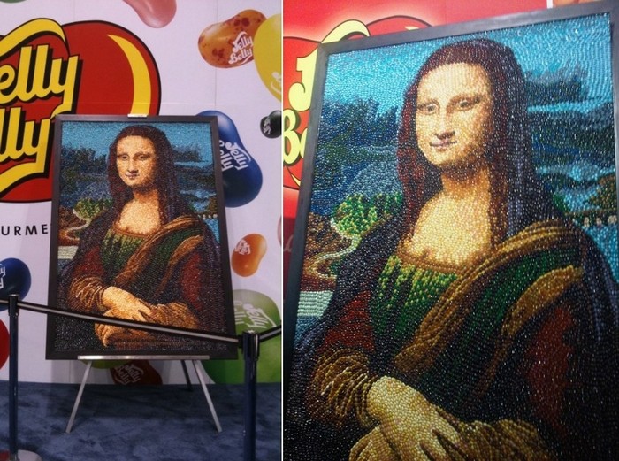 Мона Лиза из жевательного мармелада, репродукция Кристен Камингс (Kristen Cumings)