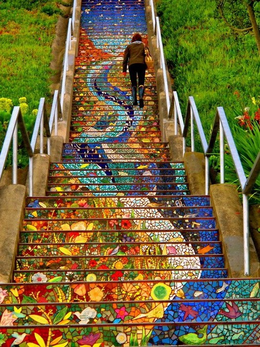 Tiled Steps, мозаичная лестница от Colette Crutcher и Aileen Barr