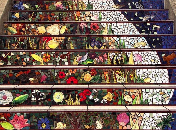 Tiled Steps, мозаичная лестница от Colette Crutcher и Aileen Barr