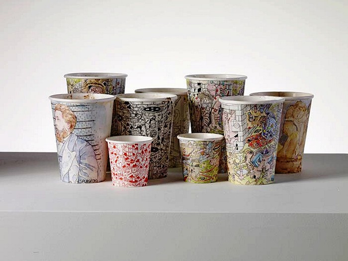 Проект Coffee Cups Пола Весткомба, расписные картонные стаканчики