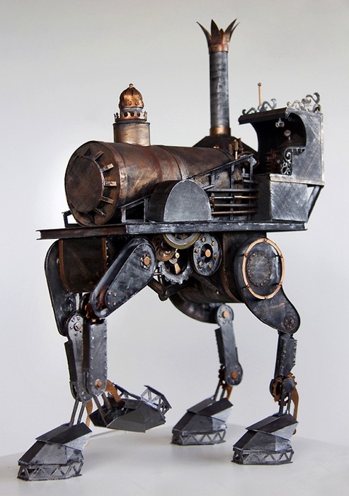 Стальные steampunk-скульптуры из обыкновенной бумаги, работы Филиппа Валдеза 