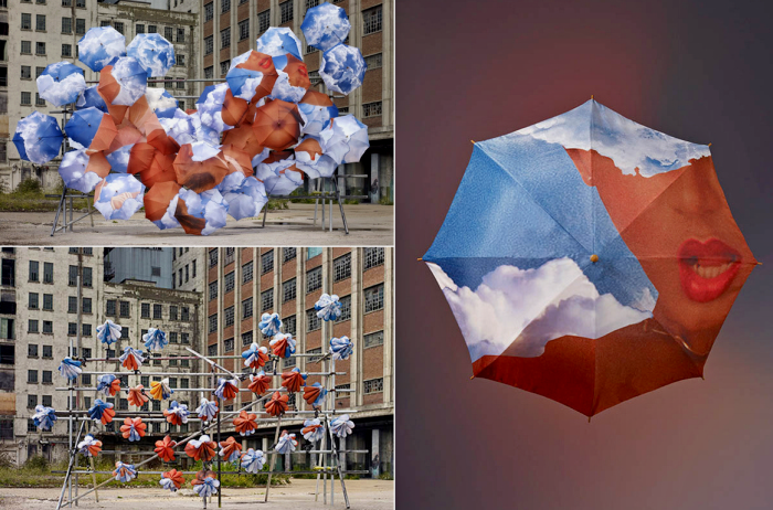 Инсталляции из зонтов в арт-проекте Pop Pop Bang Bang