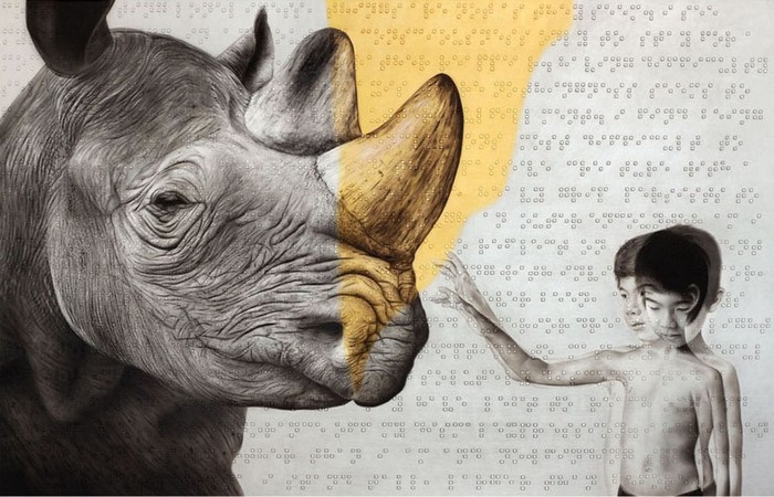 Сюрреализм и шрифт Брайля в необычных картинах Роя Нахума