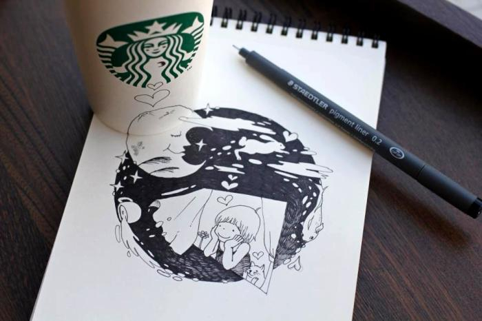 Starbucks Drawings. Рисунки с кофейным настроением от Томоко Синтани (Tomoko Shintani)