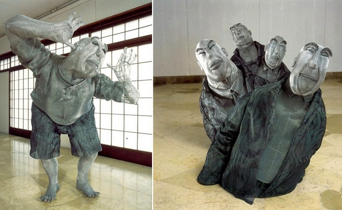 Скульптуры Mesh People из алюминиевой сетки. Карикатуры Юко Хишиямы (Yuko Hishiyama)