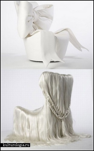 Волосатый стул-инсталляция Hair Chair 