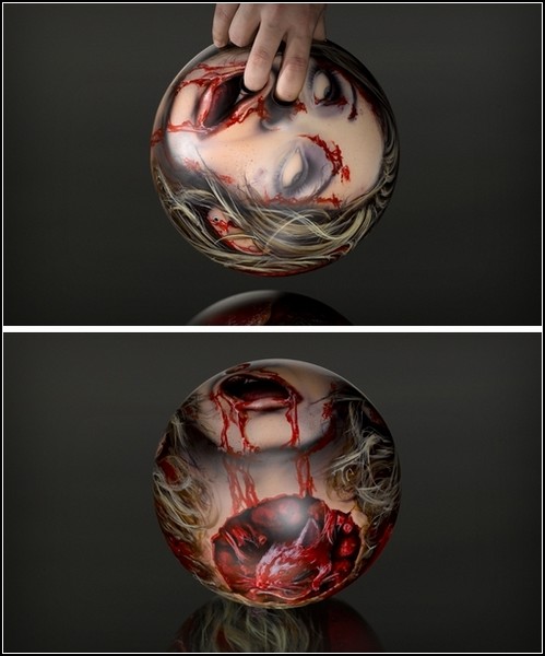 Головы зомби в качестве шаров для боулинга. Арт-проект Zombie heads