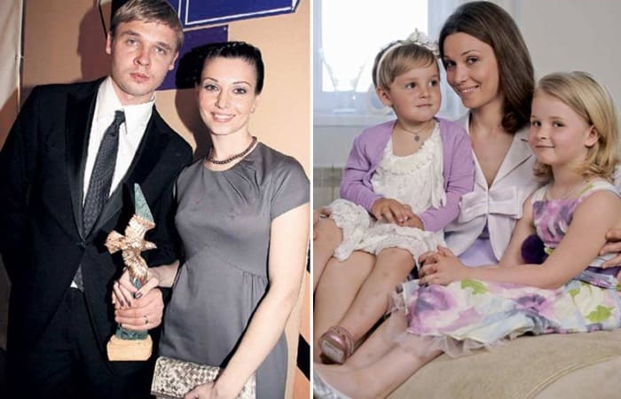 Актриса с первым мужем, актером Александром Голубевым, и их дочерьми