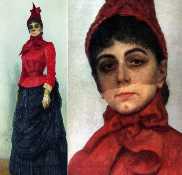 И. Репин. Портрет баронессы В. И. Икскуль фон Гильденбандт (*Женщина в красном*), 1889