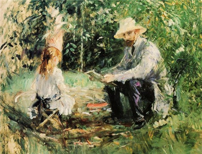 Берта Моризо. Эжен Мане с дочерью в саду, 1883 | Фото: artchive.ru