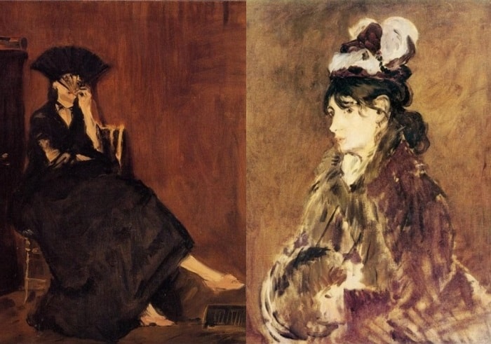 Э. Мане. Слева – портрет Берты Моризо с веером, 1872. Справа – портрет Берты Моризо, 1869 | Фото: artchive.ru