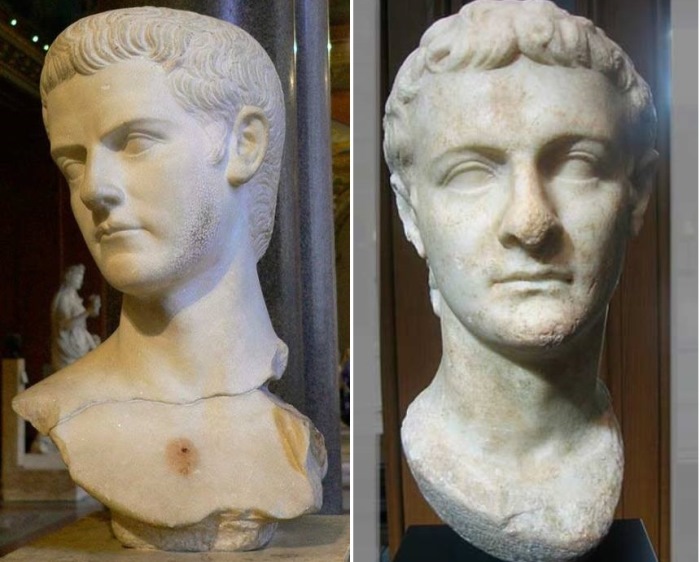 Слева – бюст императора Калигулы из Луврского музея. Справа – бюст императора Калигулы. І в. н.э. Метрополитен-музей | Фото: rushist.com