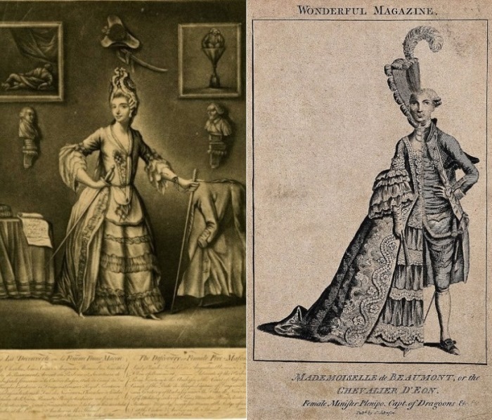 Мадмуазель де Бомон, или Шевалье д’Эон, гравюра из Wonderful Magazine