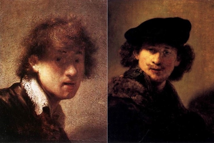 Рембрандт. Автопортреты 1629 и 1634 гг. | Фото: rembr.ru