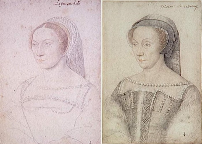 Ф. Клуэ. Диана де Пуатье, портреты 1540 и 1555 гг. | Фото: photoshare.ru