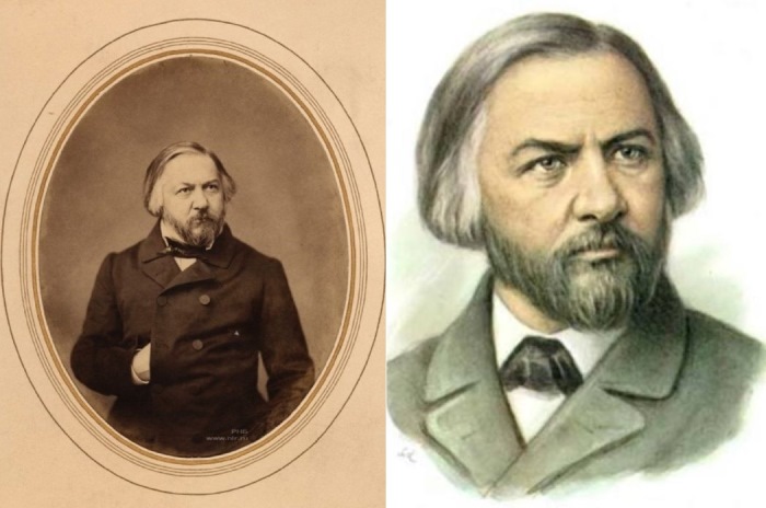 Слева – М. Глинка. Фото С. Левицкого, 1856. Справа – рисунок с фото Левицкого | Фото: liveinternet.ru